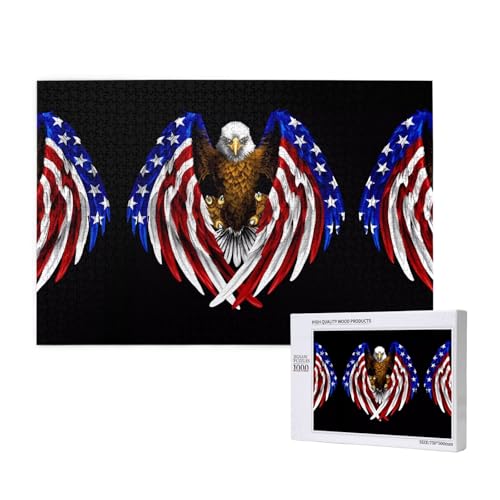 Phayah Puzzle mit USA-Flagge, patriotischer Adler, 1000 Teile für Puzzle, Holzpuzzle für Familie, Freunde, Heimdekoration, Wandkunst, 29,5 x 50 cm Phayah Puzzle mit USA-Flagge, patriotischer Adler, 1000 Teile für Puzzle, Holzpuzzle für Familie, Freunde, Heimdekoration, Wandkunst, 29,5 x 50 cm von PHAYAH
