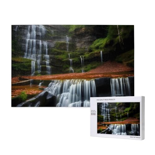 Phayah Puzzle mit Wasserfall-Ansicht, 1000 Teile, Holzpuzzle für Familie, Freunde, Heimdekoration, Wandkunst, 29,5 x 50 cm Phayah Puzzle mit Wasserfall-Ansicht, 1000 Teile, Holzpuzzle für Familie, Freunde, Heimdekoration, Wandkunst, 29,5 x 50 cm von PHAYAH