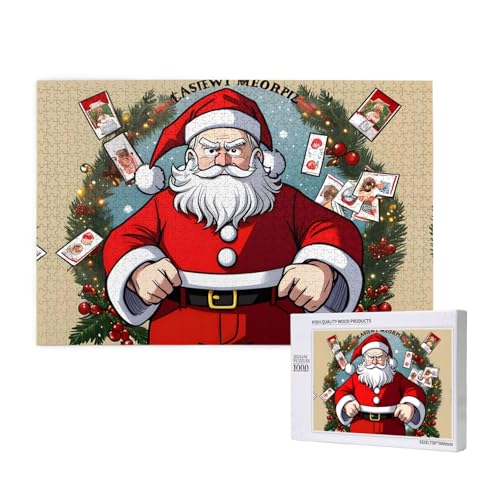 Phayah Puzzle mit Weihnachtsbaum und alter Mann, 1000 Teile, Holzpuzzle für Familie, Freunde, Heimdekoration, Wandkunst, 75 x 50 cm Phayah Puzzle mit Weihnachtsbaum und alter Mann, 1000 Teile, Holzpuzzle für Familie, Freunde, Heimdekoration, Wandkunst, 75 x 50 cm von PHAYAH