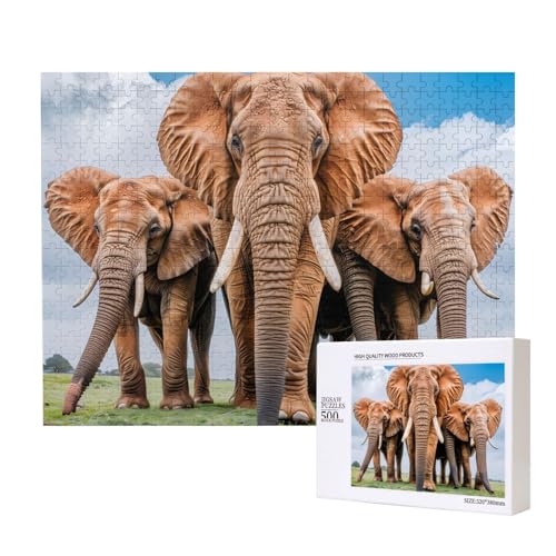 Phayah Puzzle mit afrikanischen Elefanten für Erwachsene, 500 Teile, Heimdekoration, Geburtstagsparty, für Männer und Frauen, 20,4 x 38,1 cm Phayah Puzzle mit afrikanischen Elefanten für Erwachsene, 500 Teile, Heimdekoration, Geburtstagsparty, für Männer und Frauen, 20,4 x 38,1 cm von PHAYAH