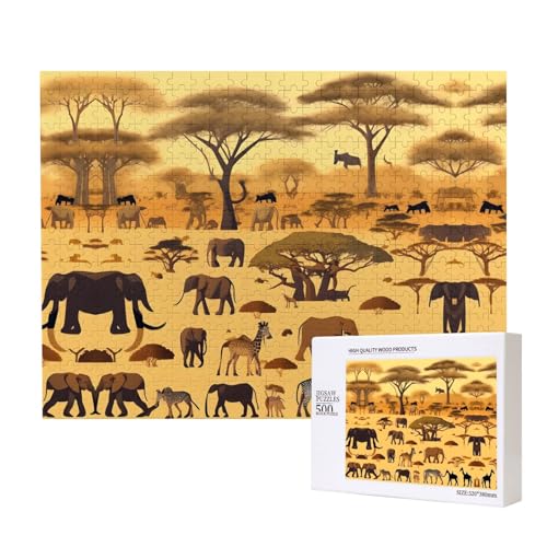 Phayah Puzzle mit afrikanischen Graslandtieren für Erwachsene, 500 Teile, Heimdekoration, Geburtstagsparty für Männer und Frauen, 50 x 38 cm Phayah Puzzle mit afrikanischen Graslandtieren für Erwachsene, 500 Teile, Heimdekoration, Geburtstagsparty für Männer und Frauen, 50 x 38 cm von PHAYAH