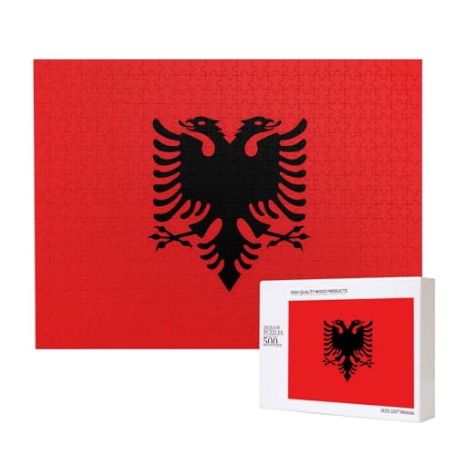 Phayah Puzzle mit albanischer Flagge, für Erwachsene, 500 Teile, Heimdekoration, Geburtstagsparty für Männer und Frauen, 50 x 38 cm von PHAYAH