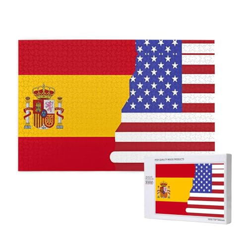 Phayah Puzzle mit amerikanischer Spanien-Flagge, 1000 Teile, Heimdekoration, Geburtstagsparty für Männer und Frauen, 29,5 x 50 cm von PHAYAH