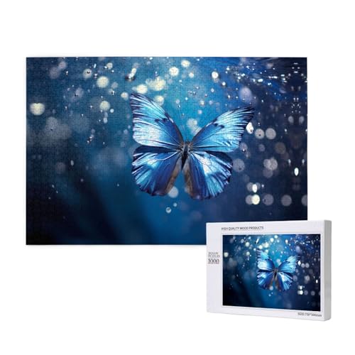 Phayah Puzzle mit blauem Schmetterling im Wasser, für Erwachsene, 1000 Teile, Heimdekoration, Geburtstagsparty für Männer und Frauen, 29,5 x 50 cm Phayah Puzzle mit blauem Schmetterling im Wasser, für Erwachsene, 1000 Teile, Heimdekoration, Geburtstagsparty für Männer und Frauen, 29,5 x 50 cm von PHAYAH