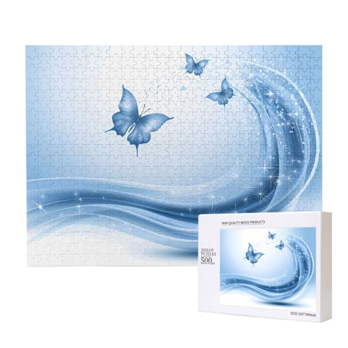 Phayah Puzzle mit blauen Schmetterlingen für Erwachsene, 500 Teile, Heimdekoration, Geburtstagsparty, für Männer und Frauen, 20,4 x 38,1 cm Phayah Puzzle mit blauen Schmetterlingen für Erwachsene, 500 Teile, Heimdekoration, Geburtstagsparty, für Männer und Frauen, 20,4 x 38,1 cm von PHAYAH