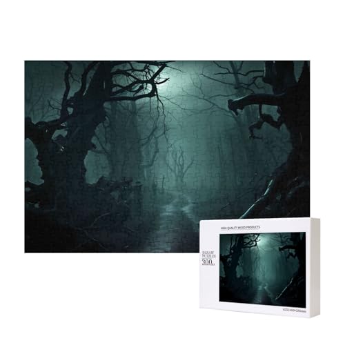 Phayah Puzzle mit dunklem Wald, einzigartiges Puzzle, Wandkunst, Bild für Heimdekoration, 300 Stück von PHAYAH