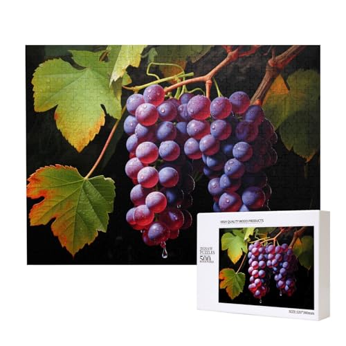 Phayah Puzzle mit frischen Trauben, 500 Teile, Holzpuzzle für Familie, Freunde, Heimdekoration, Wandkunst, 500 x 38 cm Phayah Puzzle mit frischen Trauben, 500 Teile, Holzpuzzle für Familie, Freunde, Heimdekoration, Wandkunst, 500 x 38 cm von PHAYAH