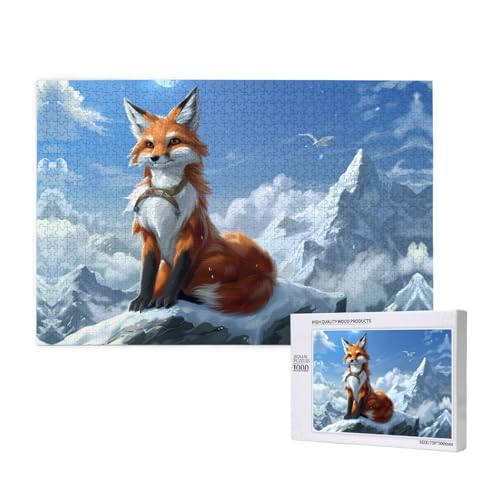 Phayah Puzzle mit gelbem Fuchs auf dem Berg, für Erwachsene, 1000 Teile, Heimdekoration, Geburtstagsparty für Männer und Frauen, 29,5 x 50 cm Phayah Puzzle mit gelbem Fuchs auf dem Berg, für Erwachsene, 1000 Teile, Heimdekoration, Geburtstagsparty für Männer und Frauen, 29,5 x 50 cm von PHAYAH