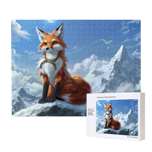 Phayah Puzzle mit gelbem Fuchs auf dem Berg, für Erwachsene, 500 Teile, Heimdekoration, Geburtstagsparty, für Männer und Frauen, 20,4 x 38,1 cm Phayah Puzzle mit gelbem Fuchs auf dem Berg, für Erwachsene, 500 Teile, Heimdekoration, Geburtstagsparty, für Männer und Frauen, 20,4 x 38,1 cm von PHAYAH