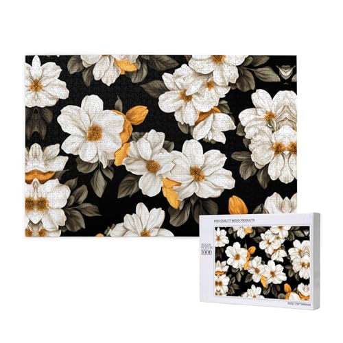Phayah Puzzle mit gelbem Hintergrund, Blumen, für Erwachsene, 1000 Teile, Heimdekoration, Geburtstagsparty, für Männer und Frauen, 29,5 x 50 cm von PHAYAH