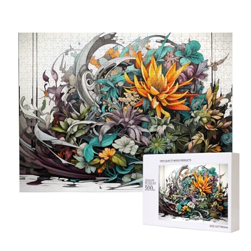 Phayah Puzzle mit gemischten Blumen für Erwachsene, 500 Teile, Heimdekoration, Geburtstagsparty für Männer und Frauen, 50 x 38 cm von PHAYAH