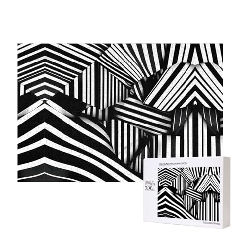 Phayah Puzzle mit geometrischen Linien, Schwarz und Weiß, für Erwachsene, 300 Teile, Heimdekoration, Geburtstagsparty, für Männer und Frauen, 15,7 x 27,9 cm Phayah Puzzle mit geometrischen Linien, Schwarz und Weiß, für Erwachsene, 300 Teile, Heimdekoration, Geburtstagsparty, für Männer und Frauen, 15,7 x 27,9 cm von PHAYAH