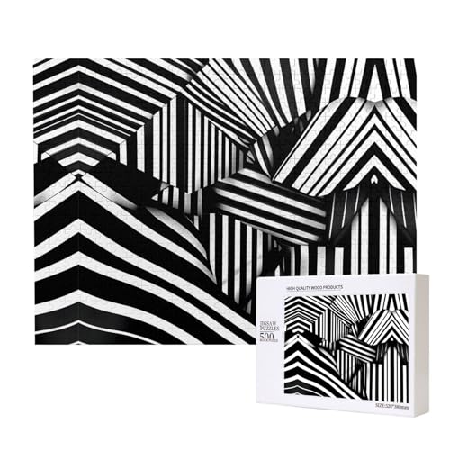 Phayah Puzzle mit geometrischen Linien, Schwarz und Weiß, für Erwachsene, 500 Teile, Heimdekoration, Geburtstagsparty, für Männer und Frauen, 20,4 x 38,1 cm Phayah Puzzle mit geometrischen Linien, Schwarz und Weiß, für Erwachsene, 500 Teile, Heimdekoration, Geburtstagsparty, für Männer und Frauen, 20,4 x 38,1 cm von PHAYAH
