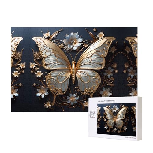 Phayah Puzzle mit goldfarbenen weißen Schmetterlingen für Erwachsene, 300 Teile, Heimdekoration, Geburtstagsparty für Männer und Frauen, 15,7 x 27,9 cm Phayah Puzzle mit goldfarbenen weißen Schmetterlingen für Erwachsene, 300 Teile, Heimdekoration, Geburtstagsparty für Männer und Frauen, 15,7 x 27,9 cm von PHAYAH