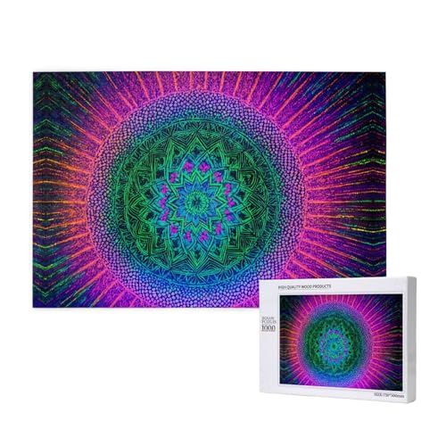 Phayah Puzzle mit komplexen geometrischen Mustern, 1000 Teile für Puzzle, Holzpuzzle für Familie, Freunde, Heimdekoration, Wandkunst, 75 x 50 cm von PHAYAH