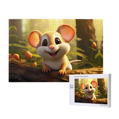 Phayah Puzzle mit lächelnden Maus, 1000 Teile, Holzpuzzle für Familie, Freunde, Heimdekoration, Wandkunst, 75 x 50 cm Phayah Puzzle mit lächelnden Maus, 1000 Teile, Holzpuzzle für Familie, Freunde, Heimdekoration, Wandkunst, 75 x 50 cm von PHAYAH