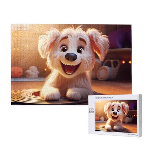 Phayah Puzzle mit lächelnden Welpen, 1000 Teile, Holzpuzzle für Familie, Freunde, Heimdekoration, Wandkunst, 75 x 50 cm Phayah Puzzle mit lächelnden Welpen, 1000 Teile, Holzpuzzle für Familie, Freunde, Heimdekoration, Wandkunst, 75 x 50 cm von PHAYAH