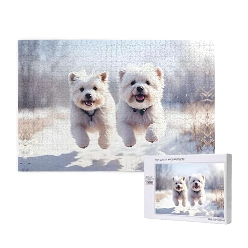 Phayah Puzzle mit laufenden Welpen, 1000 Teile, Holzpuzzle für Familie, Freunde, Heimdekoration, Wandkunst, 75 x 50 cm Phayah Puzzle mit laufenden Welpen, 1000 Teile, Holzpuzzle für Familie, Freunde, Heimdekoration, Wandkunst, 75 x 50 cm von PHAYAH