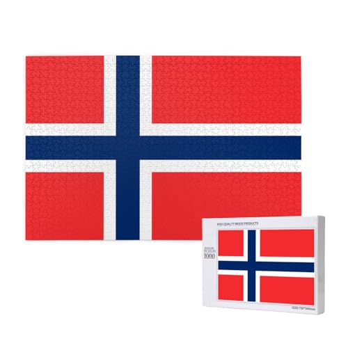 Phayah Puzzle mit norwegischer Flagge, 1000 Teile, Heimdekoration, Geburtstagsparty für Männer und Frauen, 29,5 x 50 cm Phayah Puzzle mit norwegischer Flagge, 1000 Teile, Heimdekoration, Geburtstagsparty für Männer und Frauen, 29,5 x 50 cm von PHAYAH