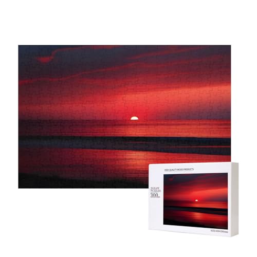 Phayah Puzzle mit rotem Sonnenuntergang bei Dämmerung, 300 Teile, Holzpuzzle für Familie, Freunde, Heimdekoration, Wandkunst, 300 Teile Phayah Puzzle mit rotem Sonnenuntergang bei Dämmerung, 300 Teile, Holzpuzzle für Familie, Freunde, Heimdekoration, Wandkunst, 300 Teile von PHAYAH