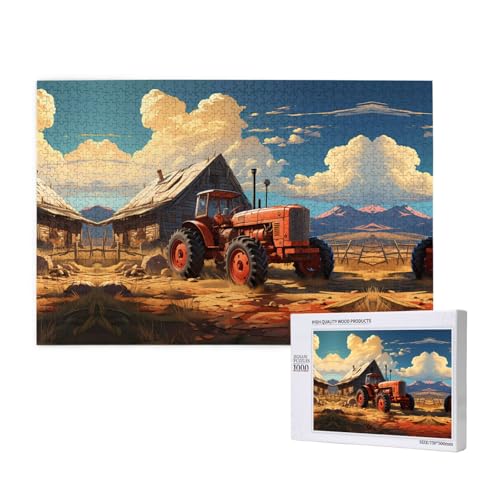 Phayah Puzzle mit rotem Traktor für Erwachsene, 1000 Teile, Heimdekoration, Geburtstagsparty für Männer und Frauen, 29,5 x 50 cm Phayah Puzzle mit rotem Traktor für Erwachsene, 1000 Teile, Heimdekoration, Geburtstagsparty für Männer und Frauen, 29,5 x 50 cm von PHAYAH