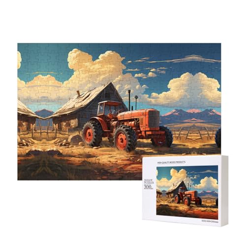 Phayah Puzzle mit rotem Traktor für Erwachsene, 300 Teile, Heimdekoration, Geburtstagsparty für Männer und Frauen, 15,7 x 27,9 cm Phayah Puzzle mit rotem Traktor für Erwachsene, 300 Teile, Heimdekoration, Geburtstagsparty für Männer und Frauen, 15,7 x 27,9 cm von PHAYAH
