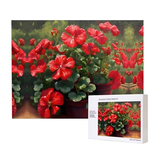Phayah Puzzle mit roten Geranien für Erwachsene, 500 Teile, Heimdekoration, Geburtstagsparty, für Männer und Frauen, 20,4 x 38,1 cm Phayah Puzzle mit roten Geranien für Erwachsene, 500 Teile, Heimdekoration, Geburtstagsparty, für Männer und Frauen, 20,4 x 38,1 cm von PHAYAH
