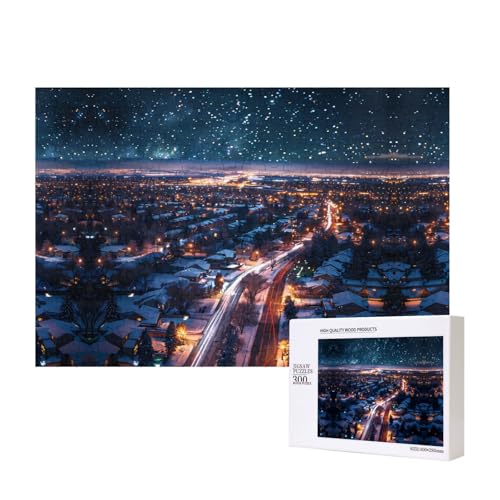 Phayah Puzzle mit verschneiten Szenen bei Nacht, 300 Teile, Holzpuzzle für Familie, Freunde, Heimdekoration, Wandkunst, 39 x 27 cm Phayah Puzzle mit verschneiten Szenen bei Nacht, 300 Teile, Holzpuzzle für Familie, Freunde, Heimdekoration, Wandkunst, 39 x 27 cm von PHAYAH