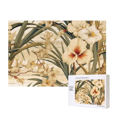 Phayah Puzzle mit weißen Blumen für Erwachsene, 300 Teile, Heimdekoration, Geburtstagsparty, für Männer und Frauen, 40 x 27,9 cm von PHAYAH