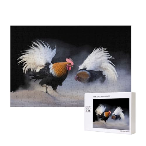 Phayah Puzzle mit zwei kämpfenden Hühnern für Erwachsene, 300 Teile, Heimdekoration, Geburtstagsparty für Männer und Frauen, 40 x 27,9 cm von PHAYAH