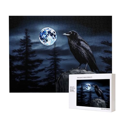 Phayah Raben in der Nacht Puzzles für Erwachsene 500 Teile Kinder Intelligenz Entwicklung Spielzeug 20,4 x 38,1 cm von PHAYAH
