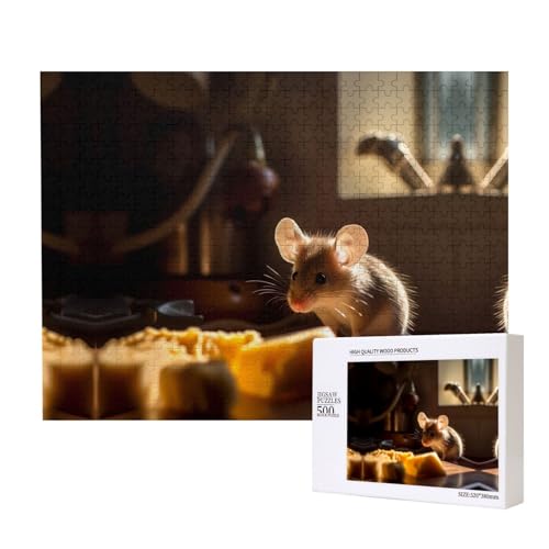 Phayah Ratten-Puzzle, 500 Teile für Puzzle, Holzpuzzle für Familie, Freunde, Heimdekoration, Wandkunst, 50 x 38 cm Phayah Ratten-Puzzle, 500 Teile für Puzzle, Holzpuzzle für Familie, Freunde, Heimdekoration, Wandkunst, 50 x 38 cm von PHAYAH