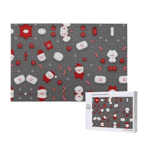 Phayah Red Hat Schneemann Puzzles 1000 Teile für Puzzle Holzpuzzle für Familie Freund Home Decor Wandkunst 75 x 50 cm von PHAYAH