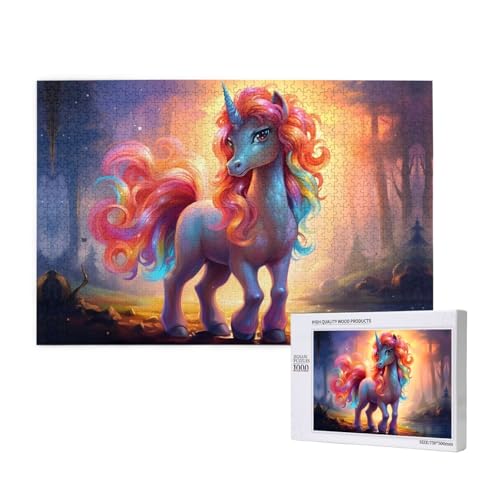 Phayah Regenbogen-Pony-Puzzle, 1000 Teile für Puzzle, Holzpuzzle für Familie, Freunde, Heimdekoration, Wandkunst, 75 x 50 cm Phayah Regenbogen-Pony-Puzzle, 1000 Teile für Puzzle, Holzpuzzle für Familie, Freunde, Heimdekoration, Wandkunst, 75 x 50 cm von PHAYAH