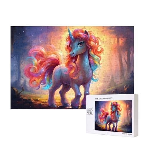 Phayah Regenbogen-Pony-Puzzle, 300 Teile für Puzzle, Holzpuzzle für Familie, Freunde, Heimdekoration, Wandkunst, 39 x 27 cm von PHAYAH