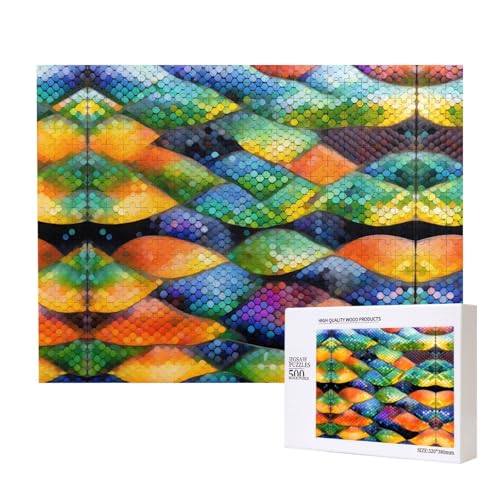 Phayah Regenbogenfischschuppen-Muster, Puzzle, einzigartiges Puzzle, Wandkunst, Bild für Heimdekoration, 500 Stück von PHAYAH