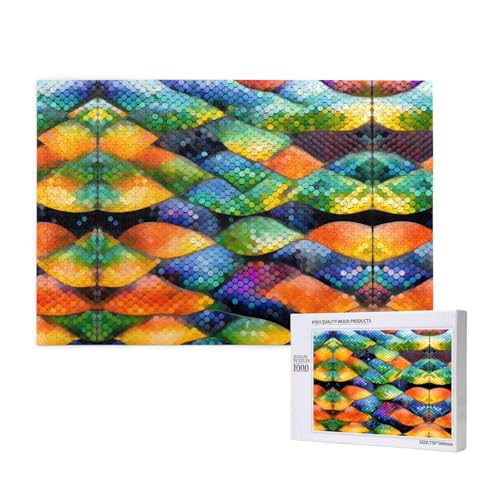 Phayah Regenbogenfischschuppen-Puzzles für Erwachsene, 1000 Teile, Heimdekoration, Geburtstagsparty für Männer und Frauen, 29,5 x 50 cm Phayah Regenbogenfischschuppen-Puzzles für Erwachsene, 1000 Teile, Heimdekoration, Geburtstagsparty für Männer und Frauen, 29,5 x 50 cm von PHAYAH