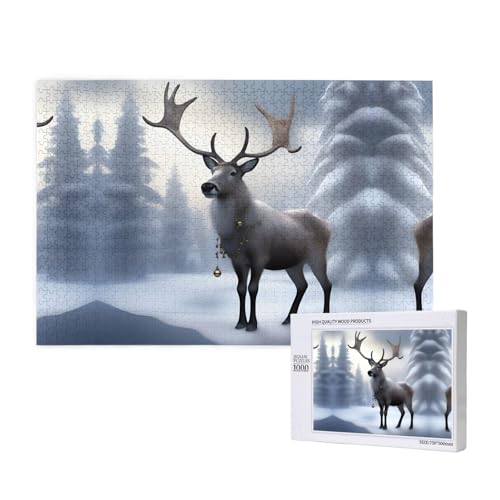 Phayah Rentier-Puzzle, 1000 Teile für Puzzle, Holzpuzzle für Familie, Freunde, Heimdekoration, Wandkunst, 75 x 50 cm Phayah Rentier-Puzzle, 1000 Teile für Puzzle, Holzpuzzle für Familie, Freunde, Heimdekoration, Wandkunst, 75 x 50 cm von PHAYAH