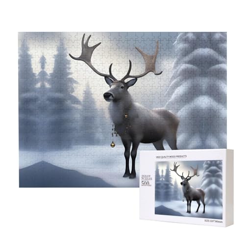 Phayah Rentier-Puzzle, 500 Teile, für Puzzle, Holzpuzzle für Familie, Freunde, Heimdekoration, Wandkunst, 50 x 38 cm Phayah Rentier-Puzzle, 500 Teile, für Puzzle, Holzpuzzle für Familie, Freunde, Heimdekoration, Wandkunst, 50 x 38 cm von PHAYAH