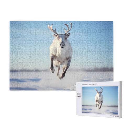 Phayah Rentier-Sprung-Puzzle, 1000 Teile, für Puzzle, Holzpuzzle für Familie, Freunde, Heimdekoration, Wandkunst, 75 x 50 cm Phayah Rentier-Sprung-Puzzle, 1000 Teile, für Puzzle, Holzpuzzle für Familie, Freunde, Heimdekoration, Wandkunst, 75 x 50 cm von PHAYAH