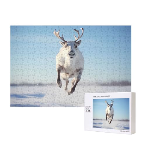 Phayah Rentier-Sprung-Puzzle, 300 Teile, für Puzzle, Holzpuzzle für Familie, Freunde, Heimdekoration, Wandkunst, 39 x 28 cm von PHAYAH