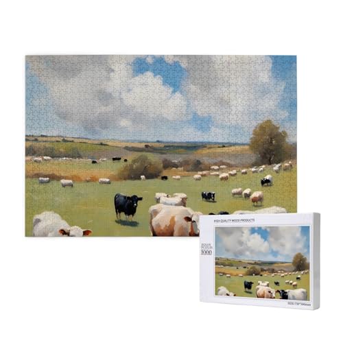 Phayah Riesige Bauernhof-Puzzle, 1000 Teile für Puzzle, Holzpuzzle für Familie, Freunde, Heimdekoration, Wandkunst, 29,5 x 50 cm von PHAYAH