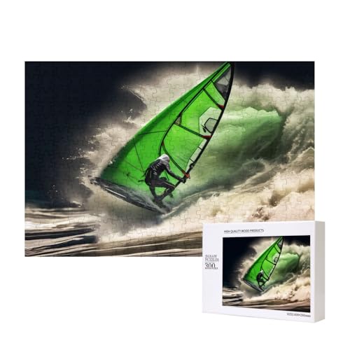 Phayah Riesige Welle Windsurfen Muster Puzzle Einzigartige Puzzle Wandkunst Bild für Heimdekoration 300 Stück von PHAYAH
