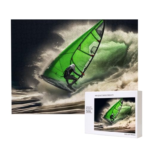 Phayah Riesige Welle Windsurfen Muster Puzzle Einzigartiges Puzzle Wandkunst Bild für Heimdekoration 500 Stück von PHAYAH