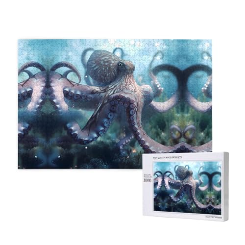 Phayah Riesiges Oktopus-Puzzle, 1000 Teile für Puzzle, Holzpuzzle für Familie, Freunde, Heimdekoration, Wandkunst, 75 x 50 cm Phayah Riesiges Oktopus-Puzzle, 1000 Teile für Puzzle, Holzpuzzle für Familie, Freunde, Heimdekoration, Wandkunst, 75 x 50 cm von PHAYAH