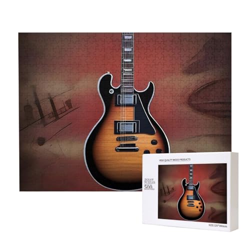 Phayah Rock-Gitarren-Puzzle, 500 Teile, für Puzzle, Holzpuzzle für Familie, Freunde, Heimdekoration, Wandkunst, 50 x 38 cm von PHAYAH
