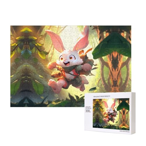 Phayah Roger Kaninchen-Puzzle, 300 Teile, Holzpuzzle für Familie, Freunde, Heimdekoration, Wandkunst, 39 x 27 cm von PHAYAH