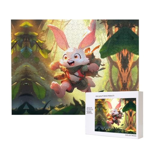 Phayah Roger Kaninchen-Puzzle, 500 Teile für Puzzle, Holzpuzzle für Familie, Freunde, Heimdekoration, Wandkunst, 50,4 x 38,1 cm von PHAYAH