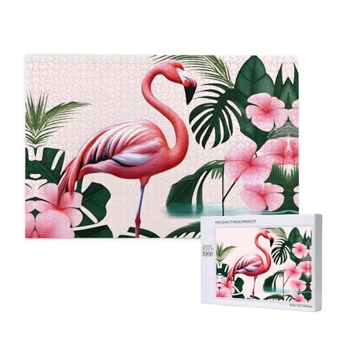 Phayah Romantisches Flamingo-Puzzle, 1000 Teile für Puzzle, Holzpuzzle für Familie, Freunde, Heimdekoration, Wandkunst, 75 x 50 cm von PHAYAH