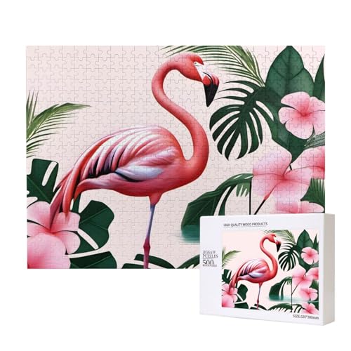 Phayah Romantisches Flamingo-Puzzle, 500 Teile, für Puzzle, Holzpuzzle für Familie, Freunde, Heimdekoration, Wandkunst, 50,4 x 38,1 cm Phayah Romantisches Flamingo-Puzzle, 500 Teile, für Puzzle, Holzpuzzle für Familie, Freunde, Heimdekoration, Wandkunst, 50,4 x 38,1 cm von PHAYAH